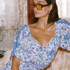 JOIE Woman's Bohemian Floral Balloon Sleeve Crop Babydoll Top Sz S